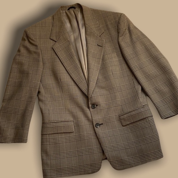 Vintage Pierre Cardin Tan District Check Pattern Sports Coat Size 42 - Picture 6 of 6